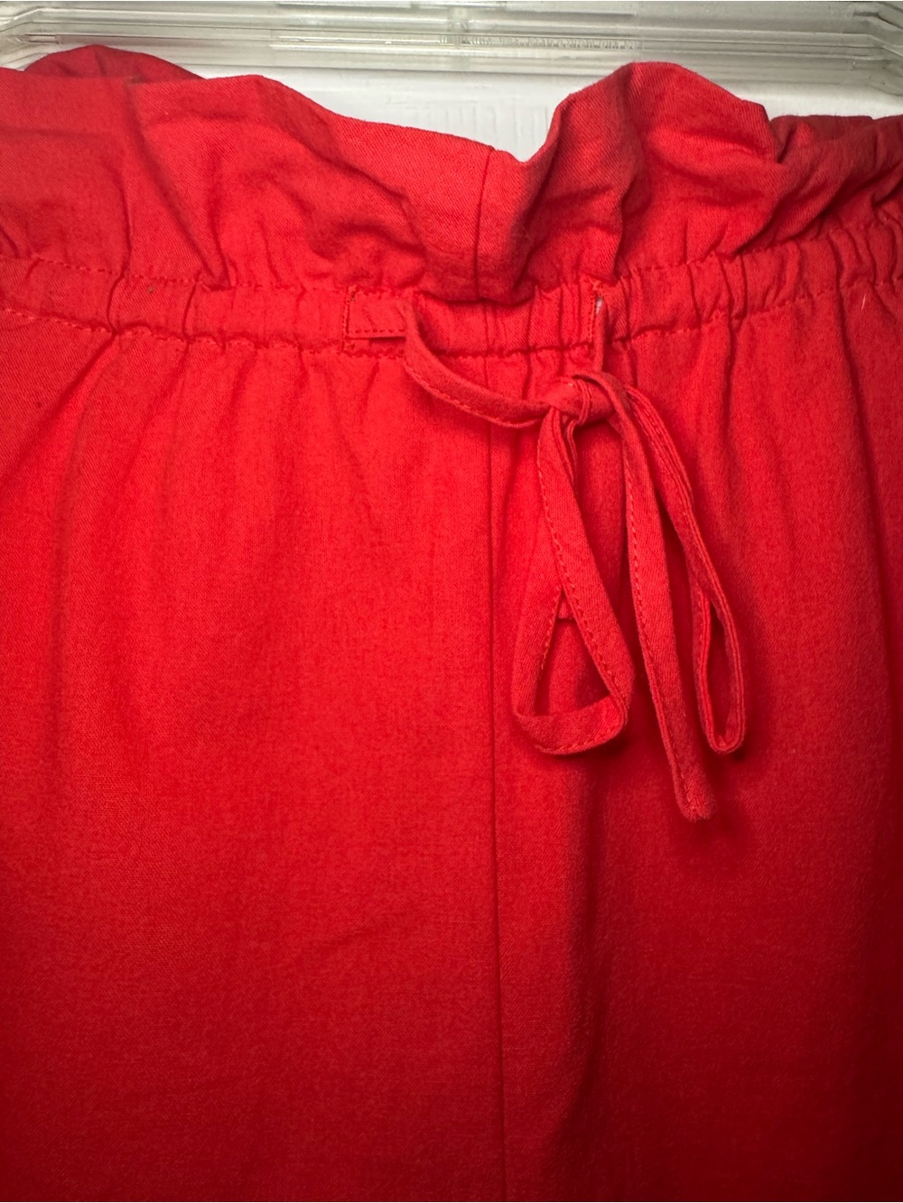 GeeGee Casual Paperbag Waist Red Drawstring Shorts - Picture 4 of 8